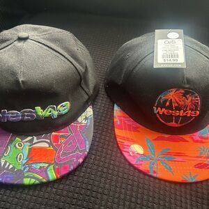 West49 Black Caps with Colorful Brims